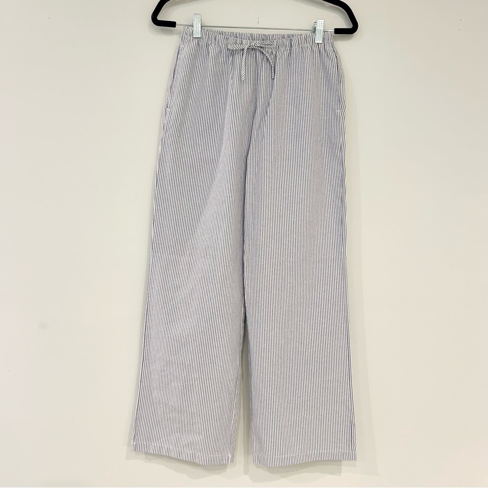 HESPERUS Women’s Light Blue Pinstripe Drawstring Beach Pants Size Small